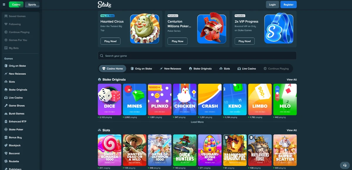 stake casino main page
