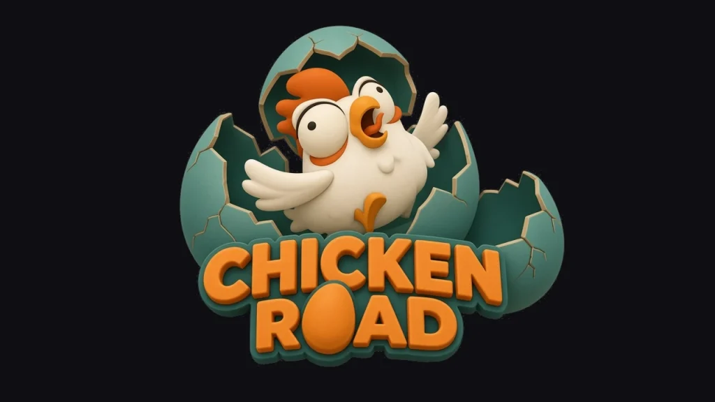 Chicken Road logo, a cartoon chicken hatching from a cracked teal egg