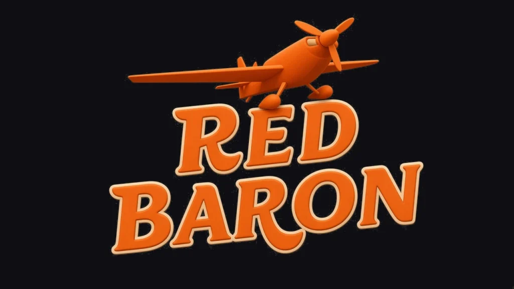 Red Baron logo, an orange plane flying above the wordmark