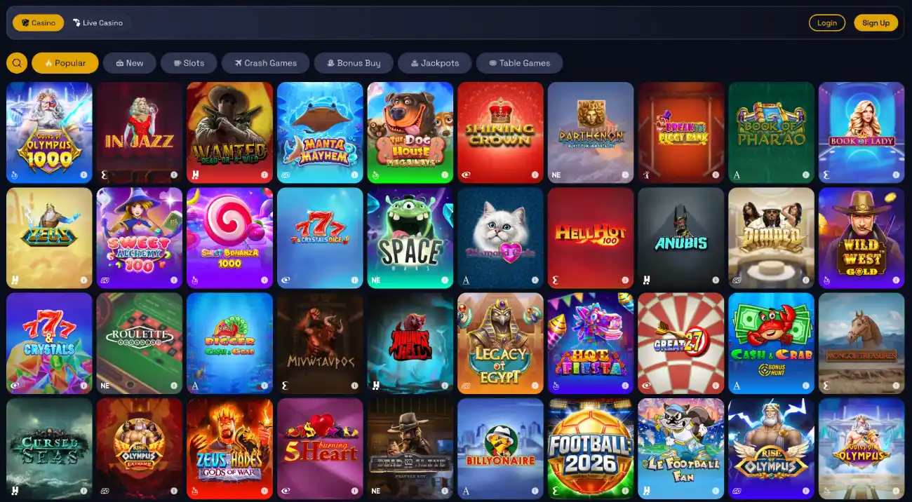 Popular Games at Spin Crypto